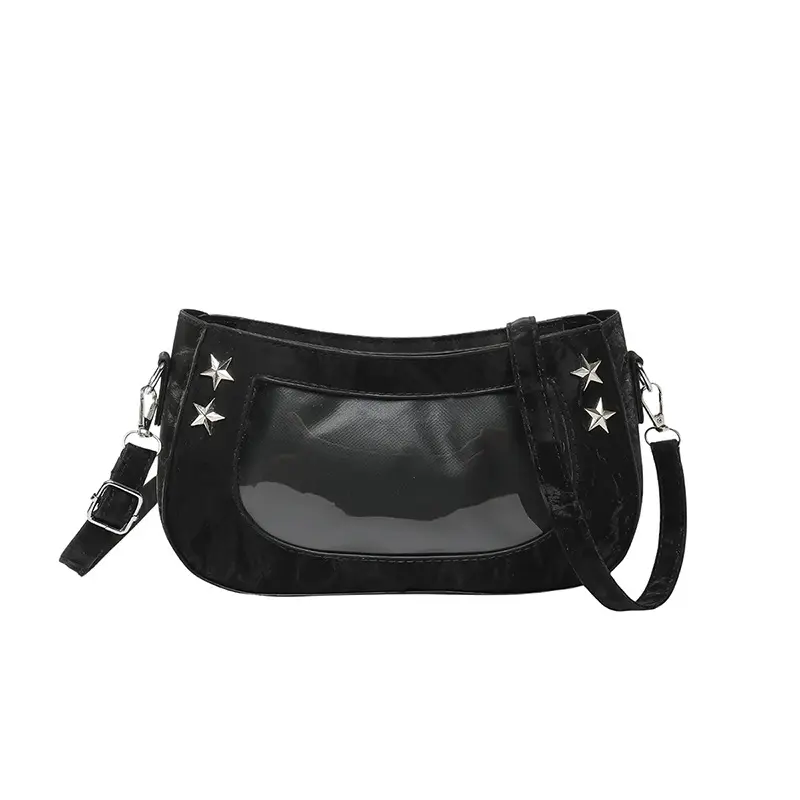 Star Design Square Pu Shoulder Bags for Women Transparent Display Sweet Cool Girls Crossbody Bag College Style Female Handbags