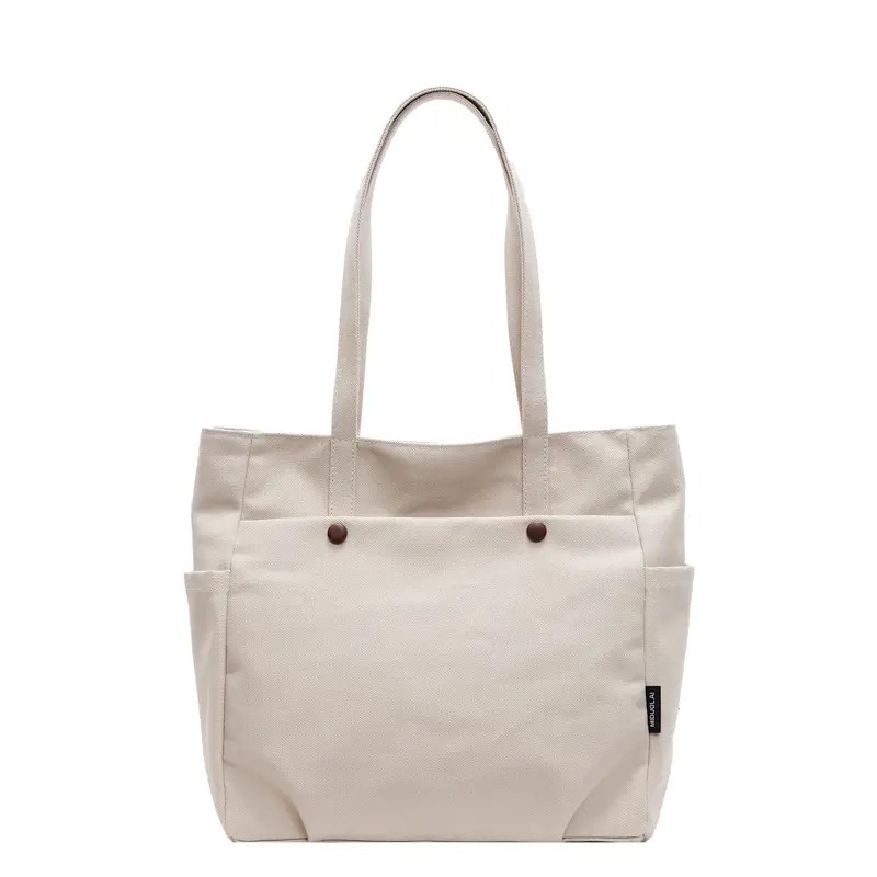 Large Capacity Women's Canvas Tote Bags Commuter Casual Ladies Travel Handbags Simple Multi-pocket Durable Female Shoulder Bag