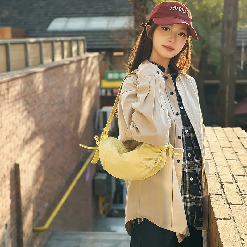 Simple Pleated Ladies Shoulder Bags Large Capacity Women's Hobos Underarm Bag Candy Color Lightweight Female Crossbody Bag