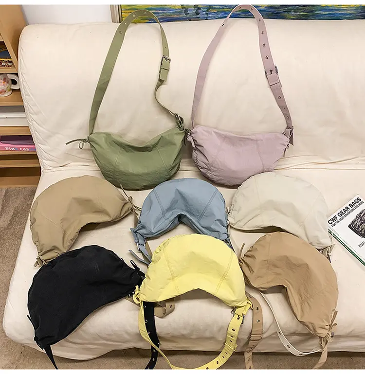 Simple Pleated Ladies Shoulder Bags Large Capacity Women's Hobos Underarm Bag Candy Color Lightweight Female Crossbody Bag