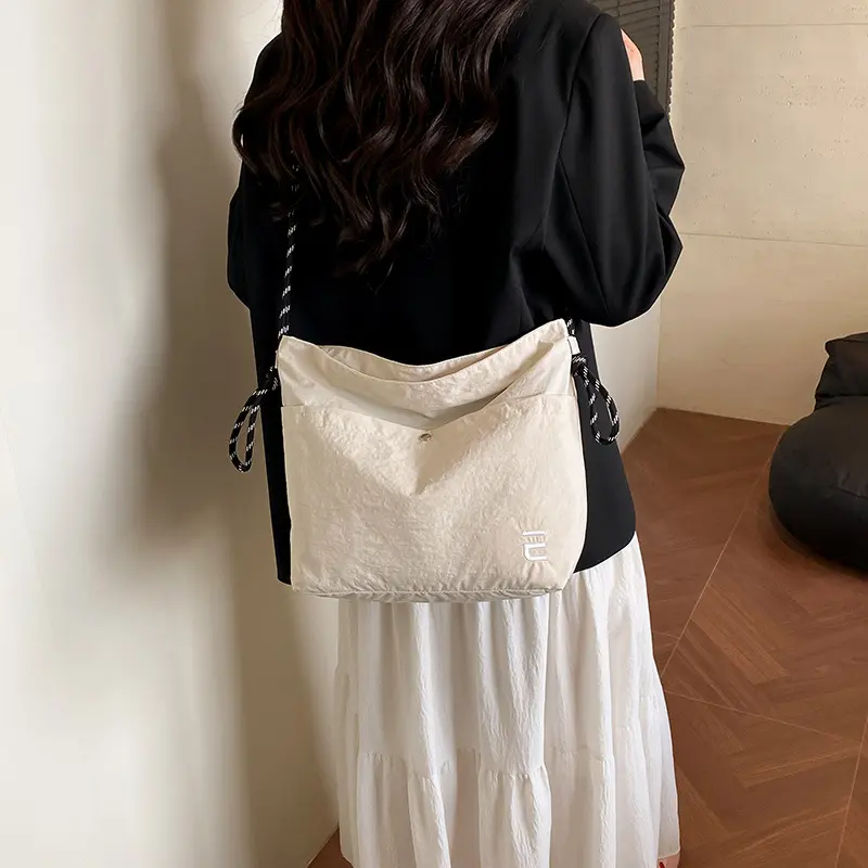 Casual Double-layer Women Nylon Shoulder Bags Light Waterproof Ladies Messenger Bag Large Capacity Student Female Handbags Tote