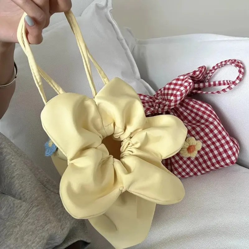 Lovely Flower Plaid Women Small Messenger Bags Portable Female Shoulder Bag Purse Phone Handbags Cute Girls Sundries Storage Bag