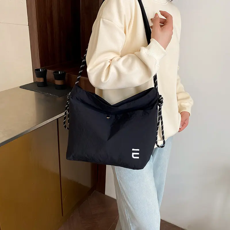 Casual Double-layer Women Nylon Shoulder Bags Light Waterproof Ladies Messenger Bag Large Capacity Student Female Handbags Tote