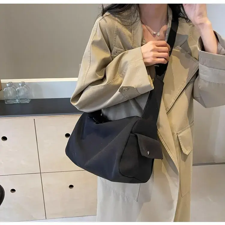 Large Capacity Women's Shoulder Bag Solid Color College Girls School  Crossbody Bags Commuter Travel Ladies Tote Purse Handbags