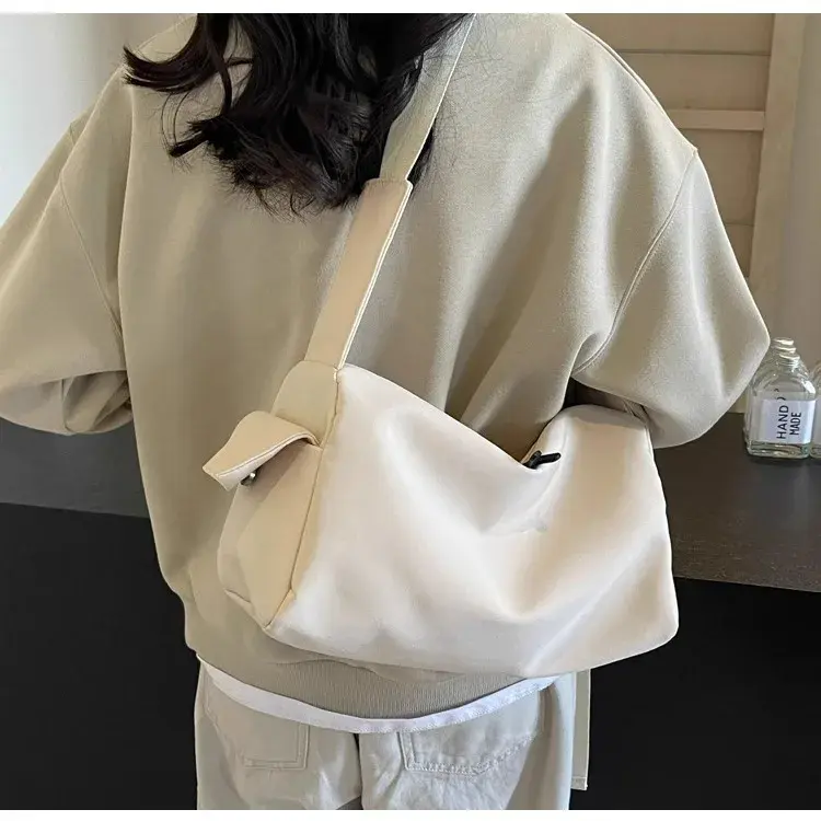 Large Capacity Women's Shoulder Bag Solid Color College Girls School  Crossbody Bags Commuter Travel Ladies Tote Purse Handbags