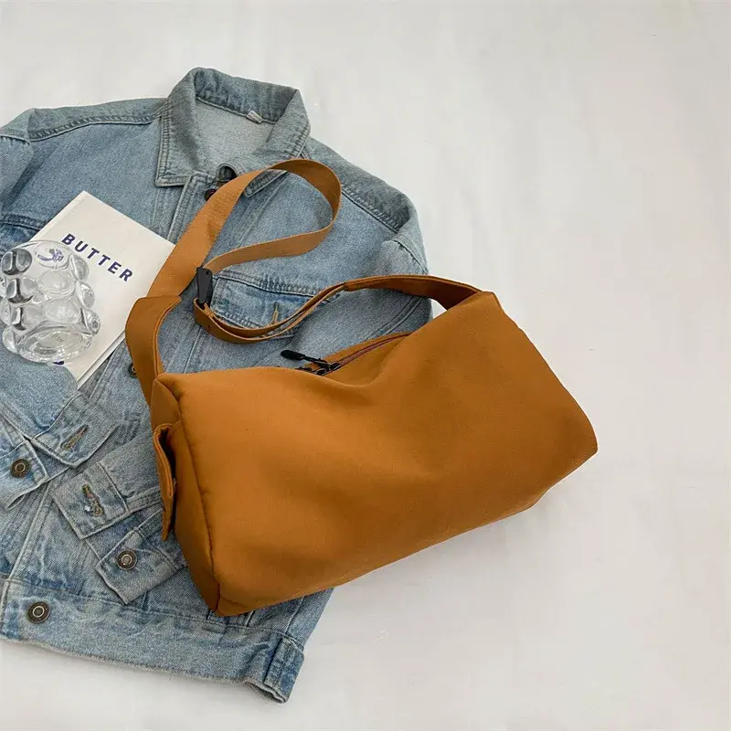 Large Capacity Women's Shoulder Bag Solid Color College Girls School  Crossbody Bags Commuter Travel Ladies Tote Purse Handbags