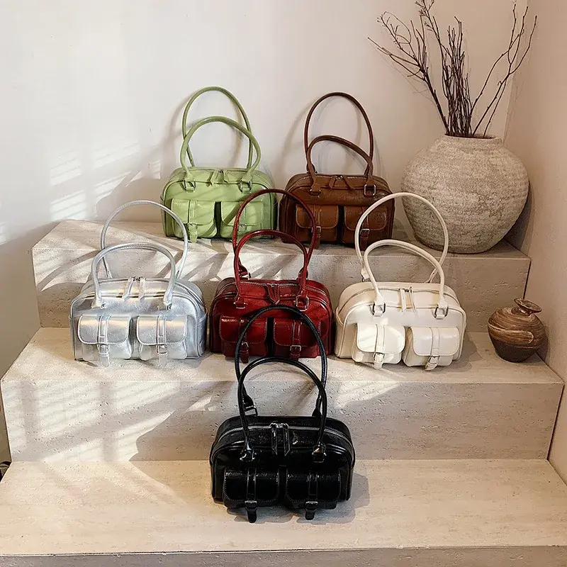 Vintage Pu Leather Women Shoulder Bags New Arrival Fashion Ladies Commuter Tote Bag Female Underarm Luxury Large Handbag Purse