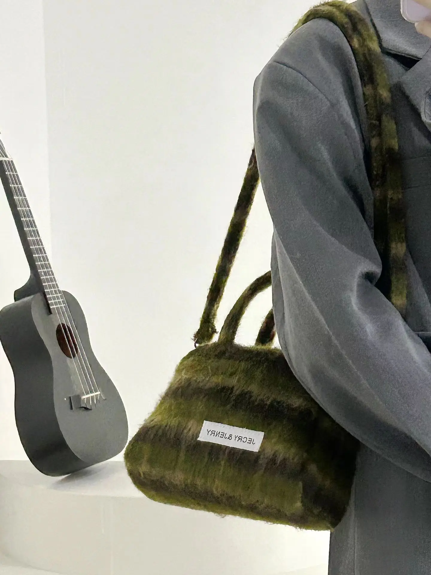Retro Soft Plush Ladies Handbags Vintage Plaid \Women's Small Boston Shoulder Bag Winter Female Fluffy Messenger Bags Tote Purse