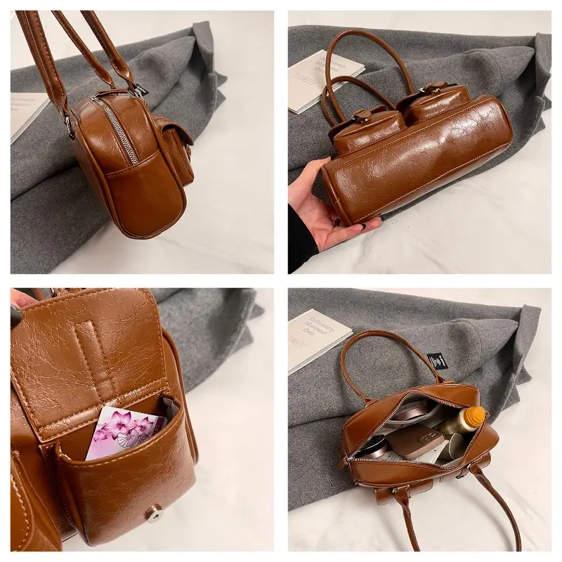 Vintage Pu Leather Women Shoulder Bags New Arrival Fashion Ladies Commuter Tote Bag Female Underarm Luxury Large Handbag Purse