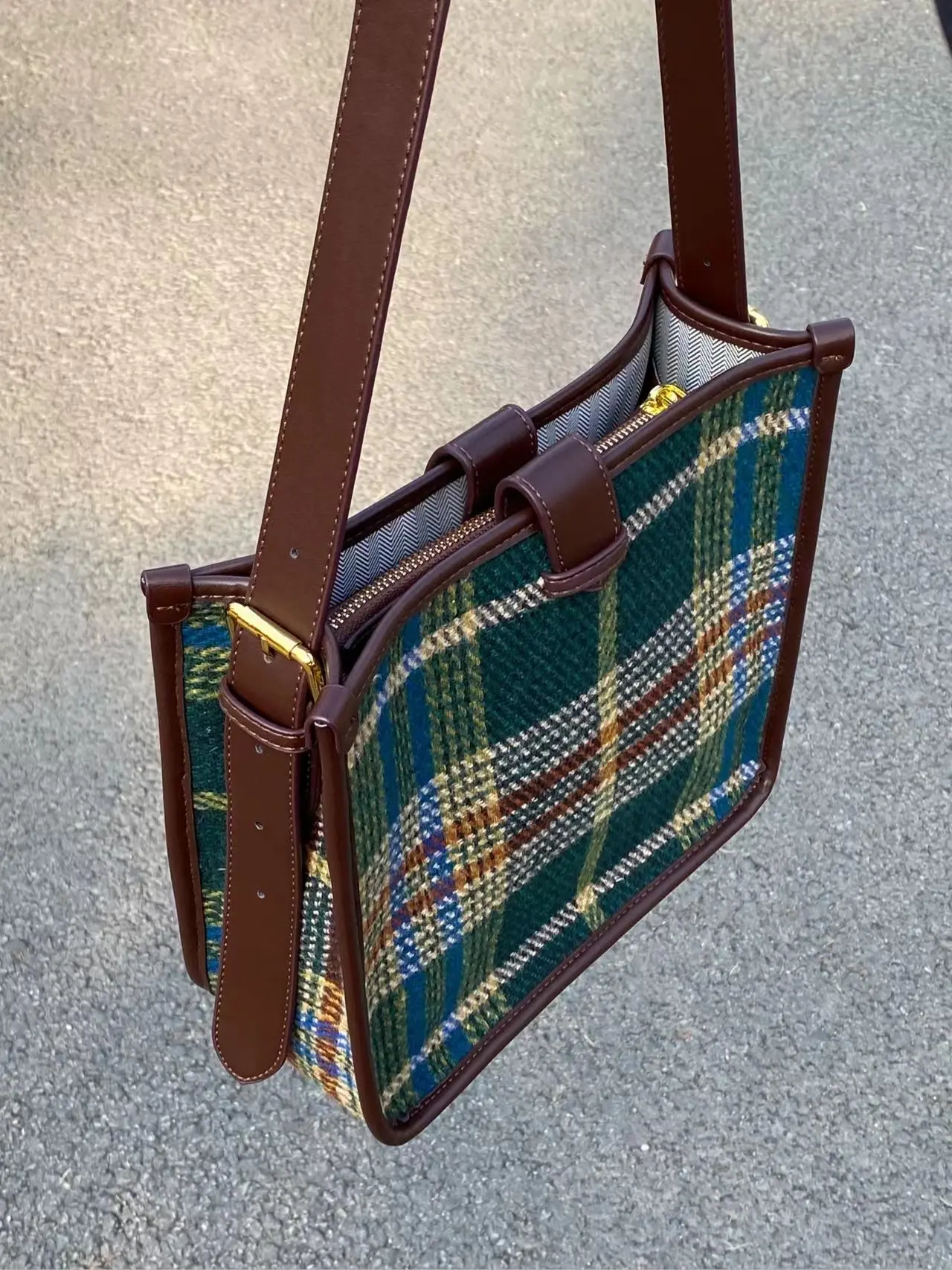 Fashion Plaid Shoulder Bags for Women Retro Design Ladies Purses and Handbags Casual Daily Female Small Square Messenger Bags