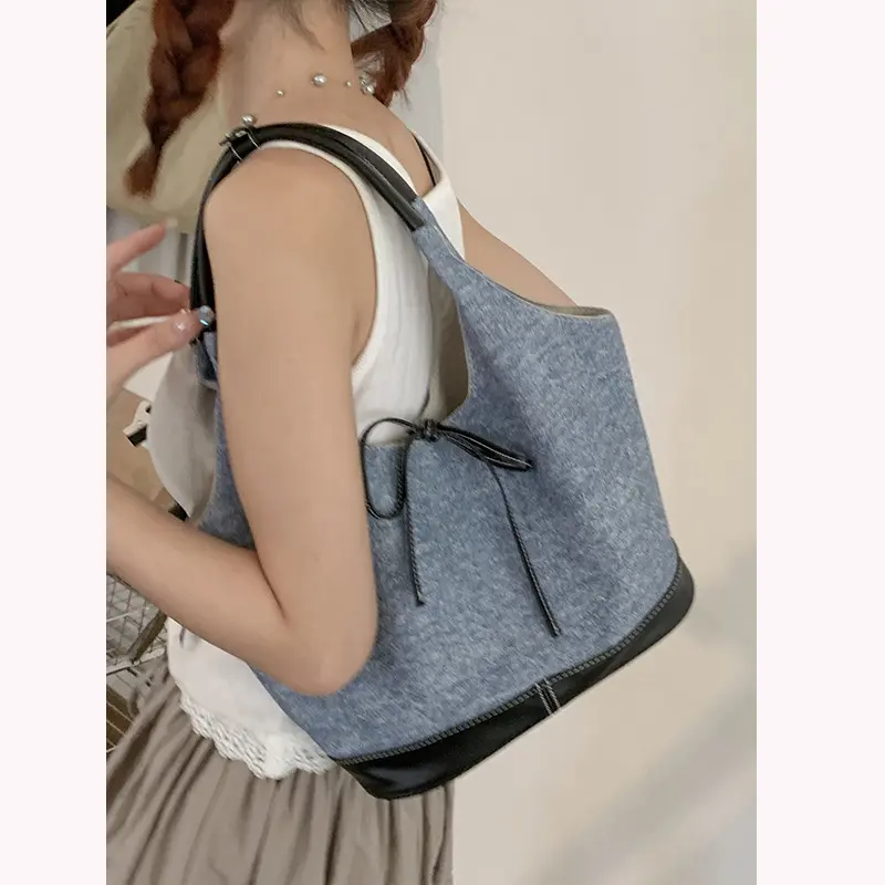 Large Capacity Women's Simple Shoulder Bag Contrast Colour Female New Underarm Bags Casual Fashion Ladies Tote Purse Handbags