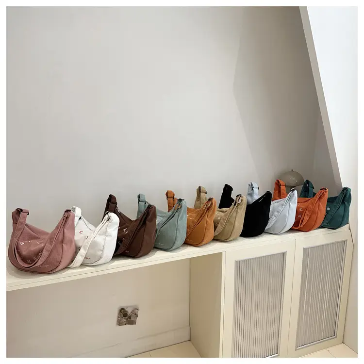 Retro Corduroy Women's Hobos Shoulder Bags Simple Letter Ladies Crossbody Bag Large Capacity Female Tote Purse Underarm Bag