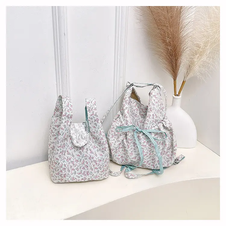 Sweet Bow Floral Women's Shoulder Bags Backpack Large Capacity Ladies Crossbody Bag Casual College Girls Handbags Bucket Tote