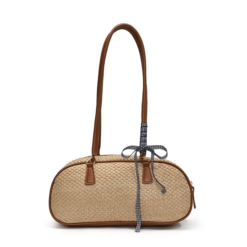 Casual Ribbon Patchwork Women's Shoulder Bags Simple Versatile Ladie Underarm Bag Large Capacity Female Handbags Tote Pendant