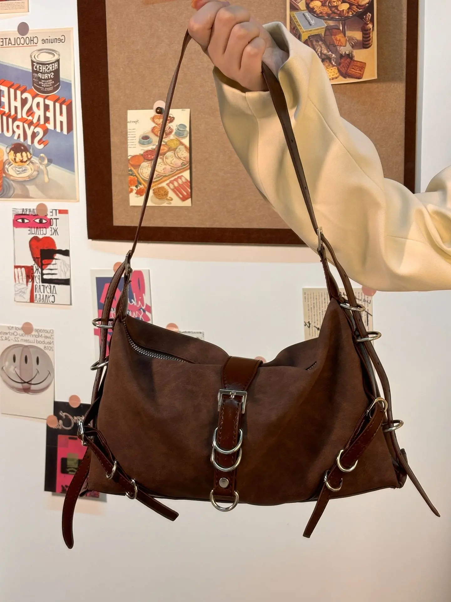 Fashion Gothic Y2k Women's Shoulder Bag Vintage Pu Leather Crossbody Bags Cool Hot Girls Underarm Handbags Female Tote Purse