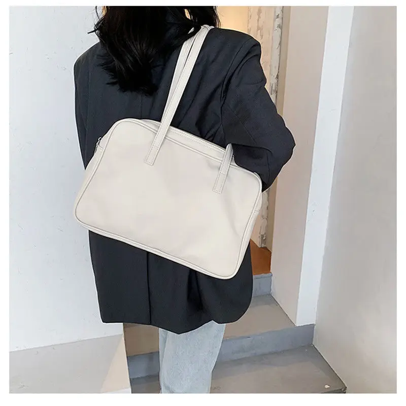 Solid Colour Casual Large Capacity Ladies Shoulder Bag Vintage PU Leather Women HandBags High Quality Female Tote Bags Bolsa