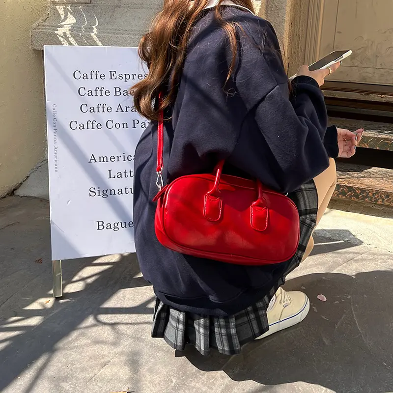Simple Women Solid Color Shoulder Bags High Quality Pu Leather Ladies Red Messenger Bag Casual Female Rectangle Purse Handbags