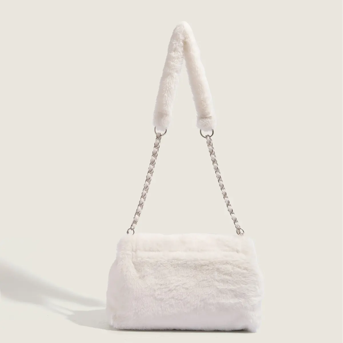 Simple Faux Fur Women Shoulder Bags Winter Fashion Ladies Furry Underarm Bag Soft Plush Female Small Square Tote Handbags Purse