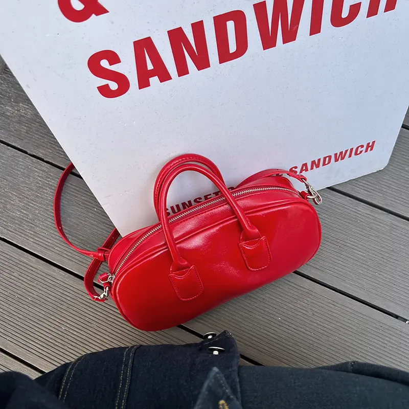 Simple Women Solid Color Shoulder Bags High Quality Pu Leather Ladies Red Messenger Bag Casual Female Rectangle Purse Handbags