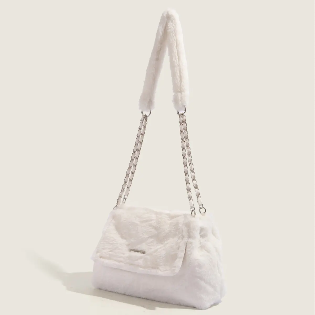 Simple Faux Fur Women Shoulder Bags Winter Fashion Ladies Furry Underarm Bag Soft Plush Female Small Square Tote Handbags Purse
