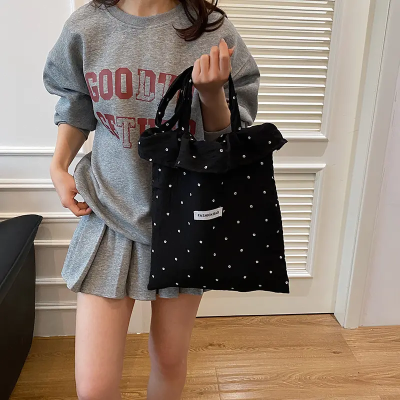 Summer Fashion Dot Ruffled Women's Chiffon Shoulder Bags Travel Vacation Ladies Underarm Bag Casual Simple Female Handbags Tote