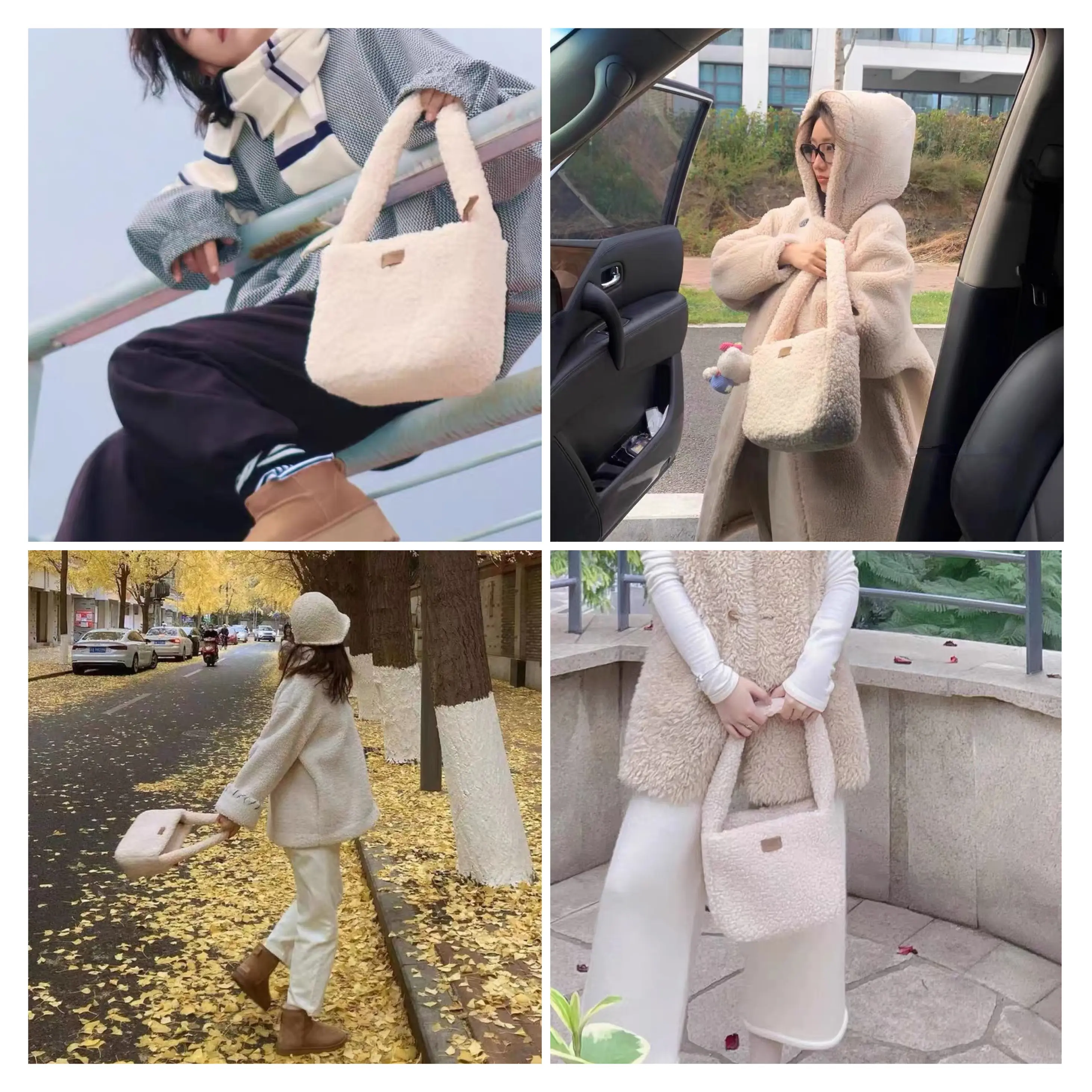 Faux Lamb Wool Women's Shoulder Bag Winter Soft Plush Ladies Underarm Bags Sweet Square Female Fluffy Tote Handbags Clutch Purse