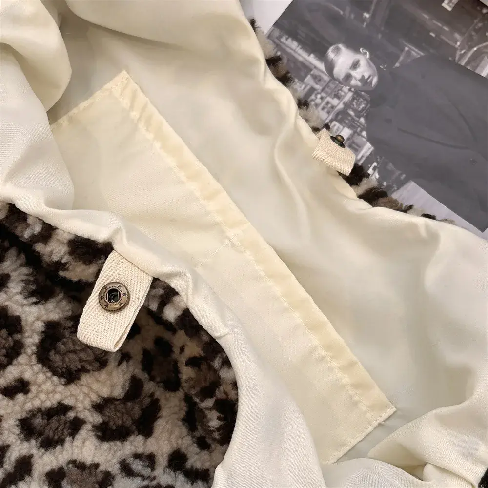 Winter Plaid Women's Plush Shoulder Bags Vintage Leopard Ladies Furry Handbags Large Capacity Female Faux Lamb Wool Tote Bag