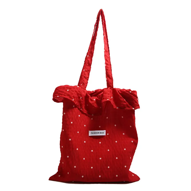 Summer Fashion Dot Ruffled Women's Chiffon Shoulder Bags Travel Vacation Ladies Underarm Bag Casual Simple Female Handbags Tote