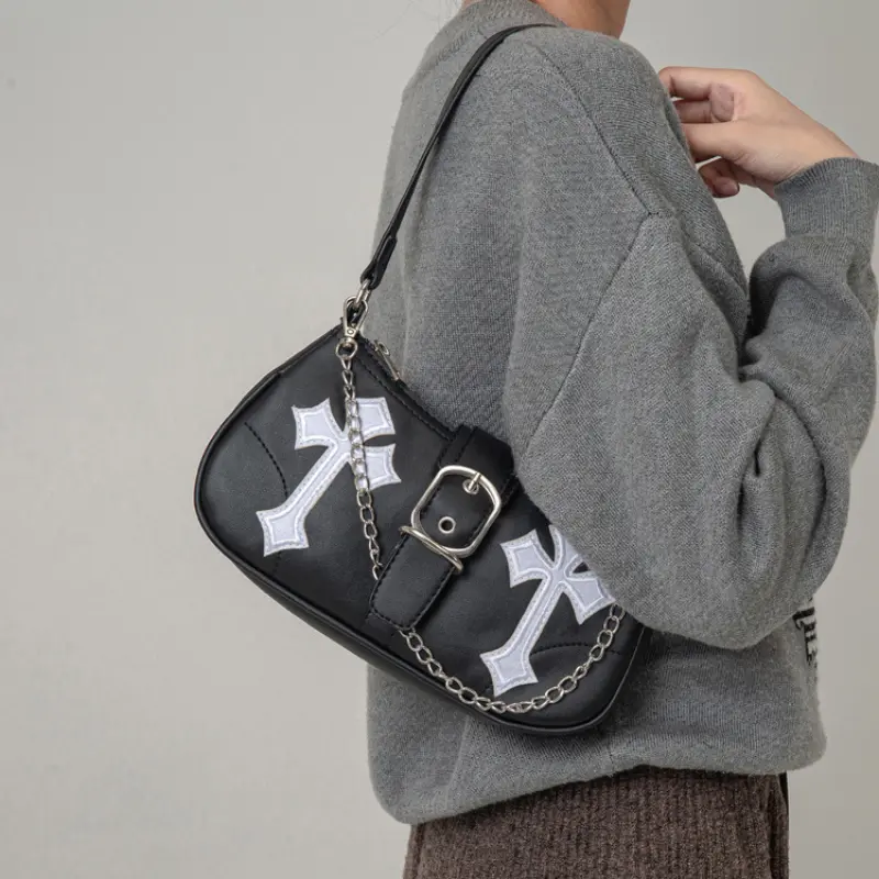 Fashion Chain Women's Y2k Shoulder Bags Pu Leather Ladies Underarm Bag Hot Girls Cool Handbags Small Tote Female Luxury Purse