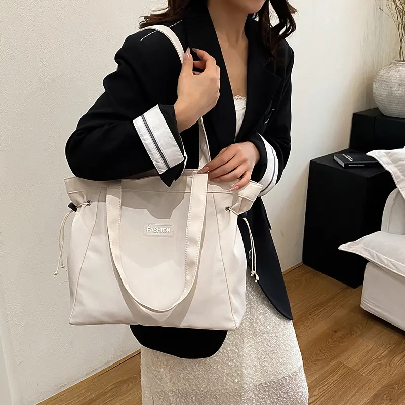Casual Waterproof Nylon String Shoulder Bags for Women Large Capacity Student Girls Handbags Light Commuter Female Book Tote