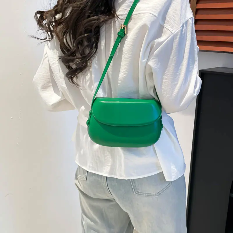 Retro Simple Pu Shoulder Saddle Bags for Women Versatile Ladies Crossbody Bag Purse Clutch Solid Color Female Phone Handbags