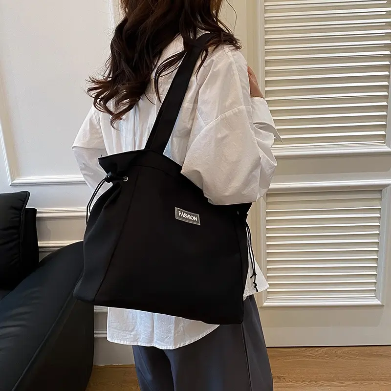 Casual Waterproof Nylon String Shoulder Bags for Women Large Capacity Student Girls Handbags Light Commuter Female Book Tote