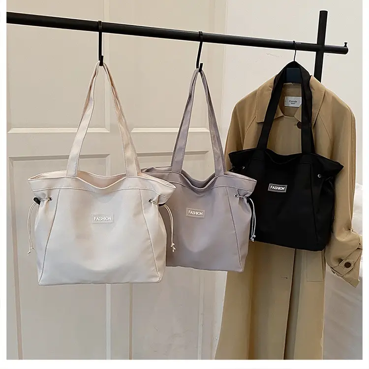 Casual Waterproof Nylon String Shoulder Bags for Women Large Capacity Student Girls Handbags Light Commuter Female Book Tote