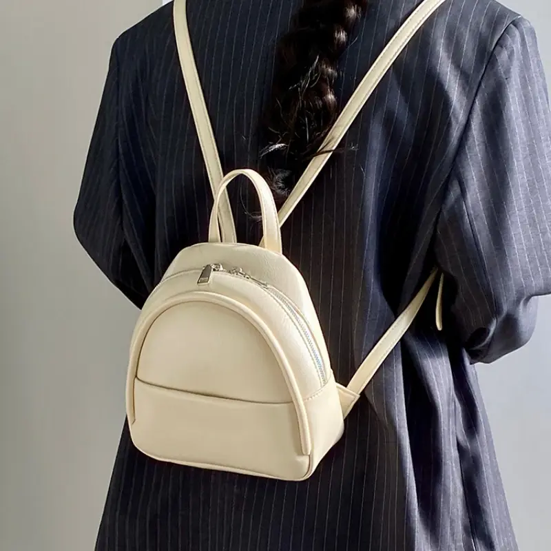 Simple Sweet Pu Women's Backpacks Fashion Solid Color Casual Female Backpack Novel Cute Ladies Handbag Shoulder Bag Tote Purse