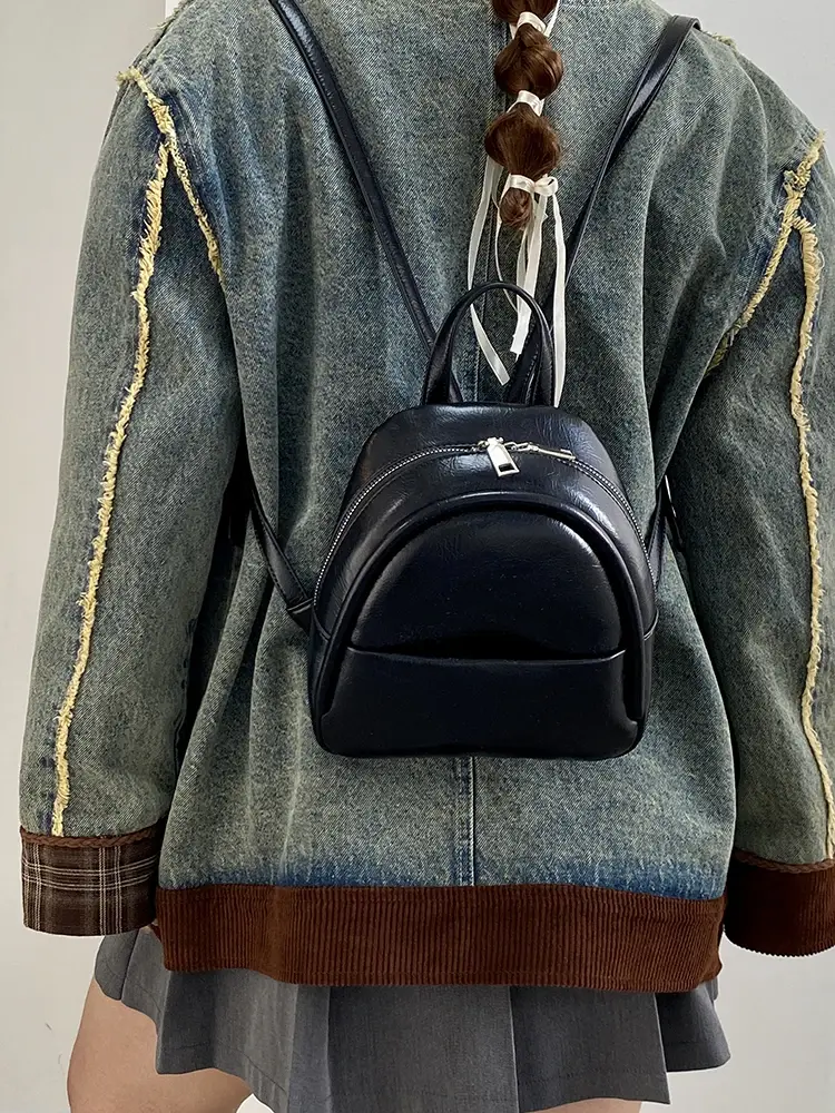 Simple Sweet Pu Women's Backpacks Fashion Solid Color Casual Female Backpack Novel Cute Ladies Handbag Shoulder Bag Tote Purse