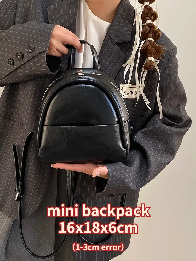 Simple Sweet Pu Women's Backpacks Fashion Solid Color Casual Female Backpack Novel Cute Ladies Handbag Shoulder Bag Tote Purse