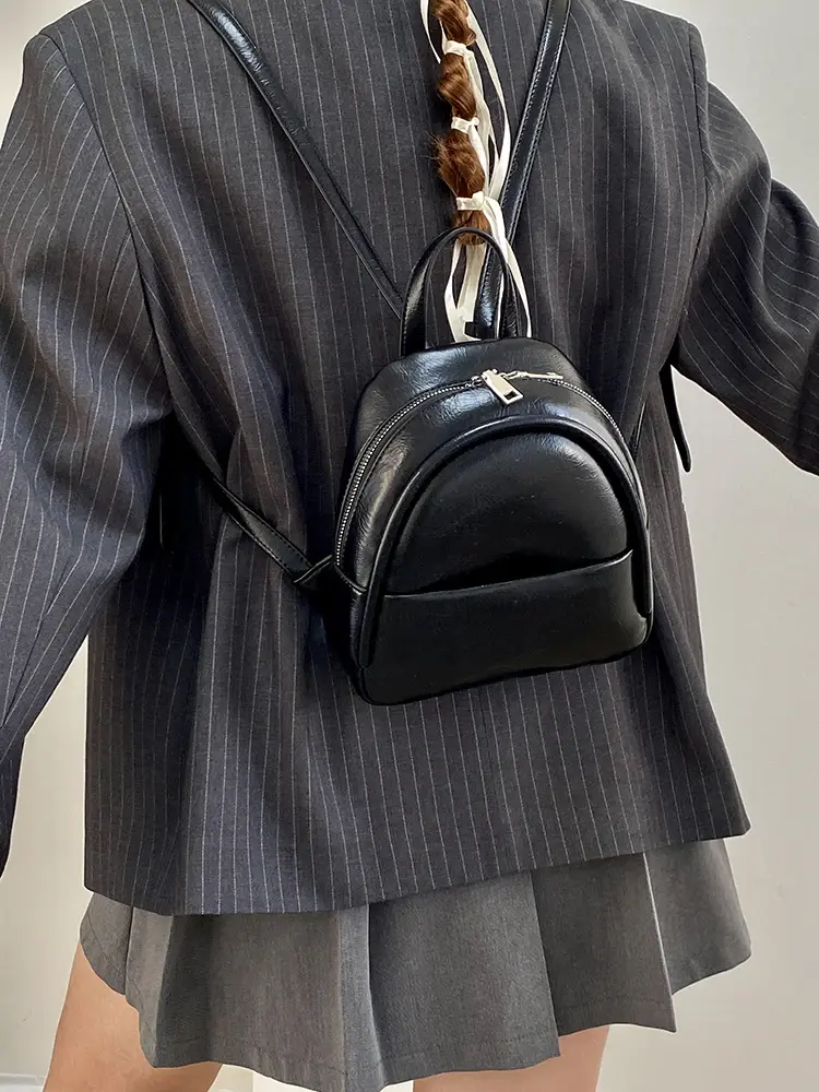 Simple Sweet Pu Women's Backpacks Fashion Solid Color Casual Female Backpack Novel Cute Ladies Handbag Shoulder Bag Tote Purse