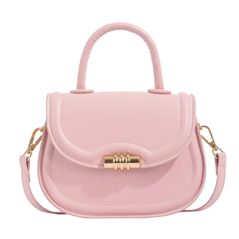 Simple Design Women's Shoulder Crossbody Bag PU Leather Ladies Small Clutch Purse Handbags Solid Color Female Handle Saddle Bags