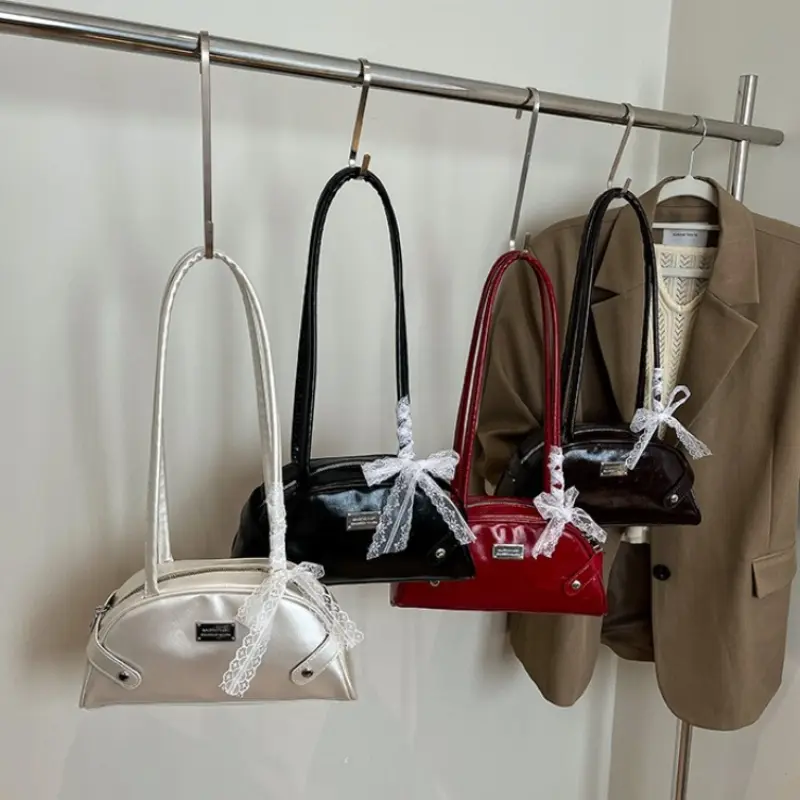 Retro Solid Color Women Shoulder Shell Bag Lace Commuter Versatile Ladies Underarm Bags Simple Portable Female Purse Handbags