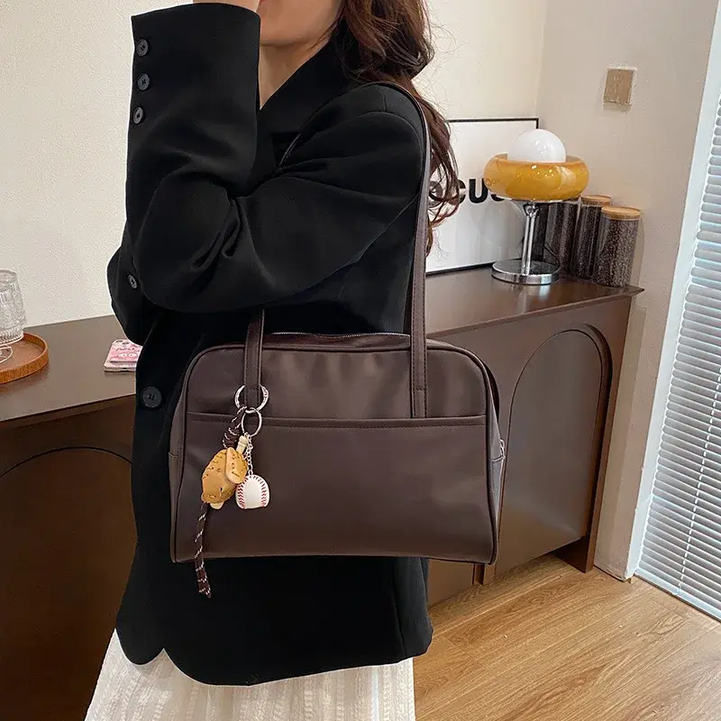 Simple Large Capacity Shoulder Bags for Women Pu Leather Underarm Ladies Commuter Tote Bag Vintage Female Handbags Tote Purse