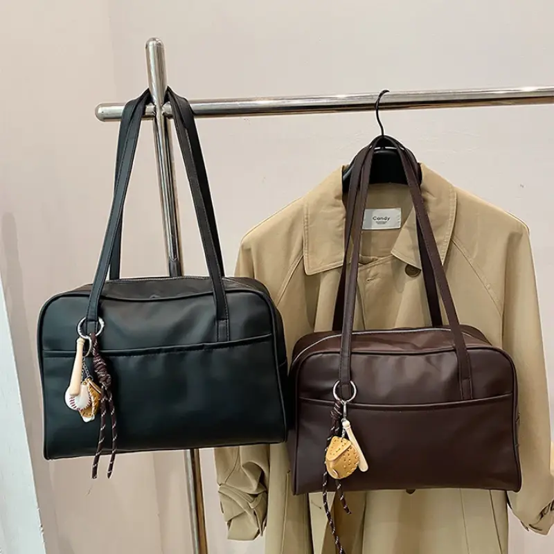 Simple Large Capacity Shoulder Bags for Women Pu Leather Underarm Ladies Commuter Tote Bag Vintage Female Handbags Tote Purse