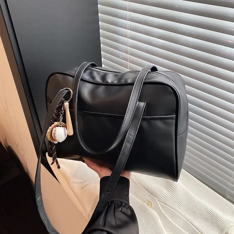Simple Large Capacity Shoulder Bags for Women Pu Leather Underarm Ladies Commuter Tote Bag Vintage Female Handbags Tote Purse