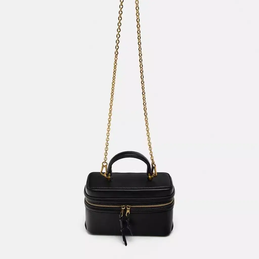 Luxury Black Women Designer Handbags Hard PU Leather Crossbody Bags for Women Mini Chains Shoulder Bag Coins Lipstick Box Bags