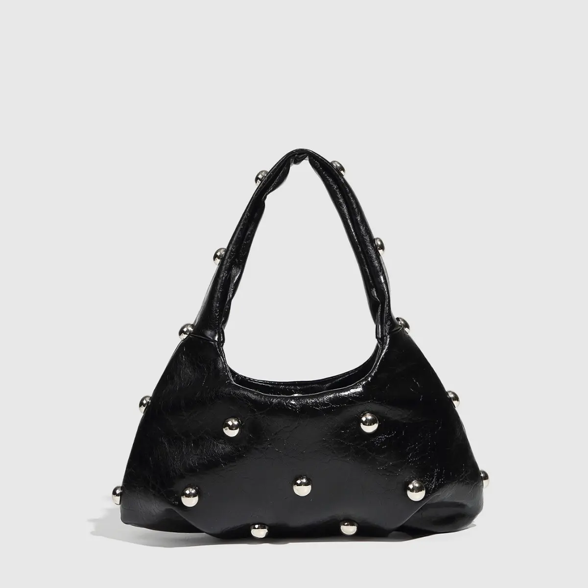 NEW Rivet Women's Handbags Soft PU Leather Shoulder Bag Casual Designer Hobos Half Moon Underarm Bags for Women 2025 Tote Clutch