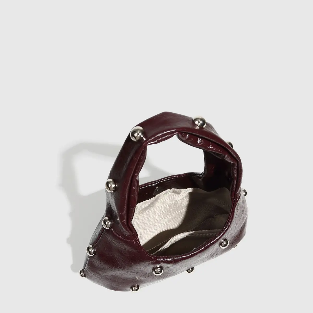 NEW Rivet Women's Handbags Soft PU Leather Shoulder Bag Casual Designer Hobos Half Moon Underarm Bags for Women 2025 Tote Clutch