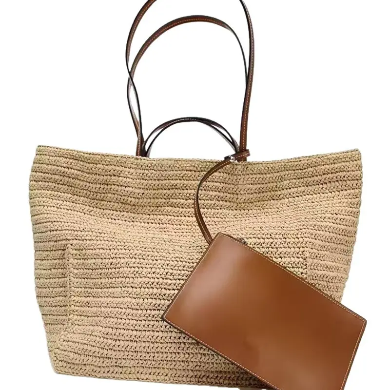 Luxury Large Woven Beach Bags for Women Shoulder Bag Summer Crochet Straw Bag Bohemian Travel Handbag and Purse Shopper Tote NEW