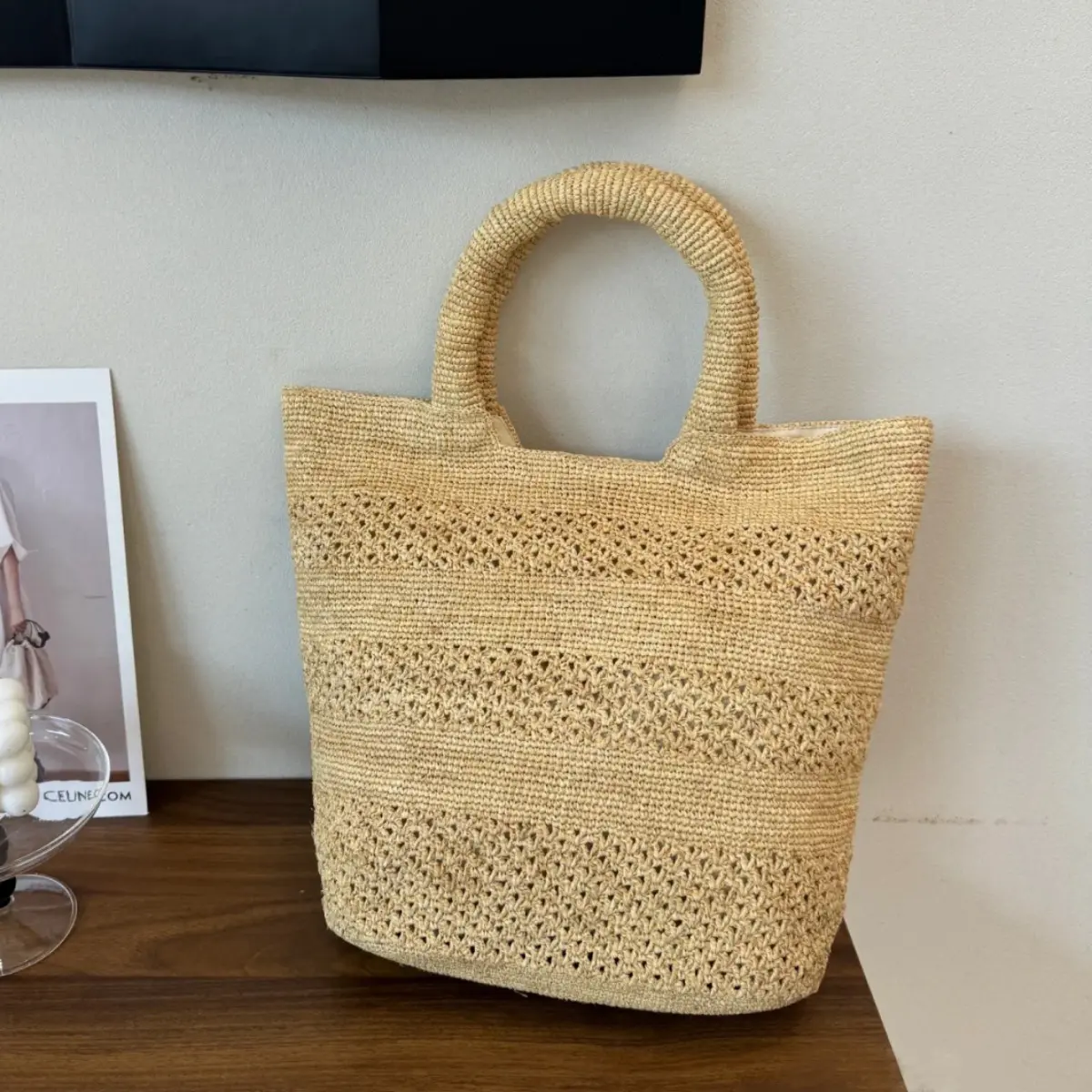 Summer Raffia Beach Bags for Women Handbags Handmade Woven Straw Bag Travel Knitting Shoulder Bag Female Hollow Shopper Purses