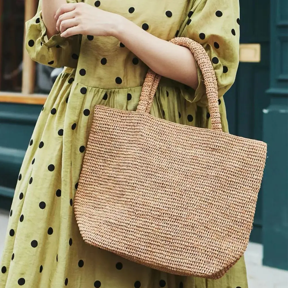 Handmade Crochet Straw Bag Tote Summer Raffia Beach Bags for Women Handbag Travel Woven Bucket Bag Designer Shoulder Bags Clutch