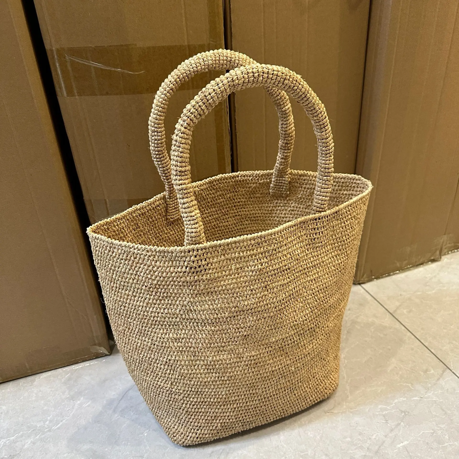 Handmade Crochet Straw Bag Tote Summer Raffia Beach Bags for Women Handbag Travel Woven Bucket Bag Designer Shoulder Bags Clutch