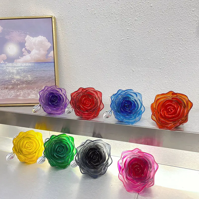 Clear Acrylic Rose Clutch Ladies Evening Bags for Women Handbag Candy Color Flower Shaped Shoulder Crossbody Bag Wedding Purse